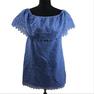 NWT Blue Crochet Off Shoulder Top Kensie